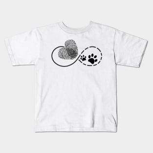 Eternity with finger print heart and dog paw print Kids T-Shirt